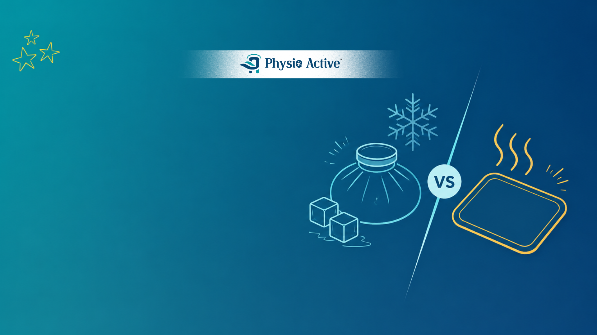 Cold pack vs hot pack guide showing when to use ice or heat for injuries, swelling, muscle stiffness and pain relief.